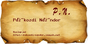 Pákozdi Nándor névjegykártya